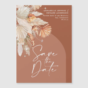 Invitation Magnétique Pampas en terre cuite bohème moderne herbe stylé s