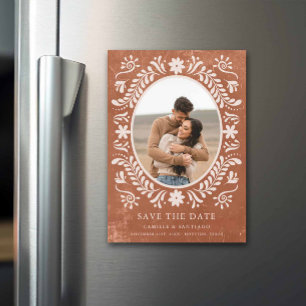 Invitation Magnétique Papier en terre cuite Picado Photo Enregistrer la 