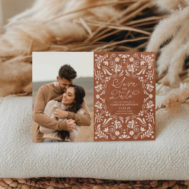 Invitation Magnétique Papier en terre cuite Picado Photo Enregistrer la  (Créateur téléchargé)