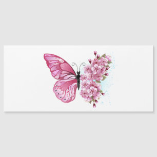 Invitation Magnétique Papillon de fleurs avec Sakura rose