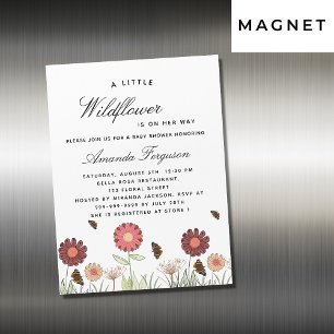 Invitation Magnétique papillons baby showers fleur sauvage de luxe rétro