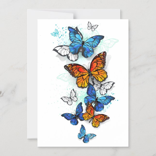 Invitation Magnétique Papillons volants Morpho et Monarch (Recto)