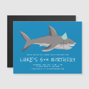 Invitation Magnétique Parti Anniversaire de enfant Cool bleu requin