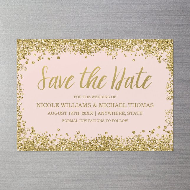 Invitation Magnétique Parties scintillant Blush Pink Gold Faux Enregistr (Créateur téléchargé)