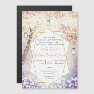 Invitation Magnétique Pastel Pink Purple Blue Green Fairy Tale Mariage