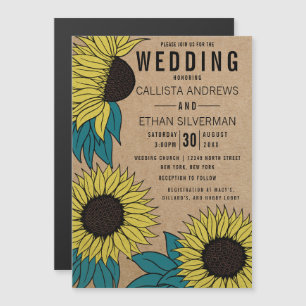 Invitation Magnétique Pays Jjaune Turquoise Vert Tournfleurs Kraft Maria