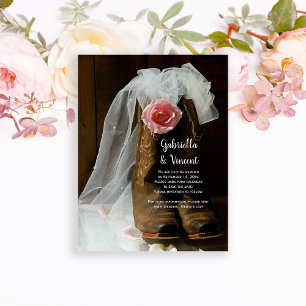 Invitation Magnétique Pays Rose Cowboy Boots Mariage Enregistrer la date
