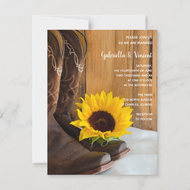 Invitation Magnétique Pays Sunflower Mariage Ouest (Recto)