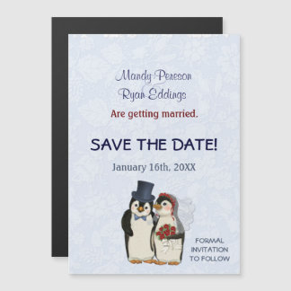 Invitation Magnétique Penguin Mariage Hiver Magnétique Enregistrer La Da