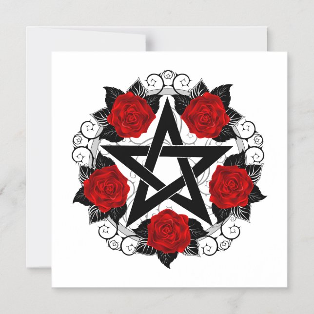 Invitation Magnétique Pentagramme aux roses rouges (Recto)