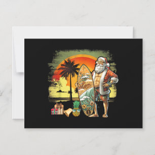 Invitation Magnétique Père Noël de surf d'été tropical 6 Pack Christm