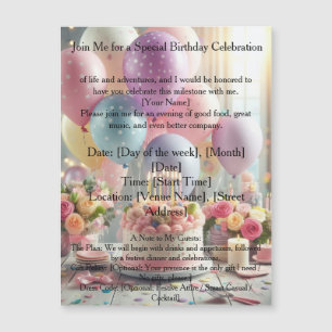 Invitation Magnétique Personnalisé pour anniversaire