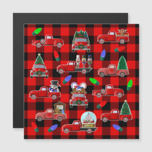 Invitation Magnétique Petit Camion rouge aimant de Noël