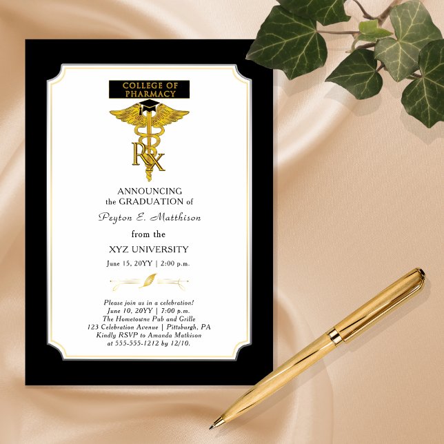 Invitation Magnétique Pharmacy College Pharmacy |Graduation en toxicolog (Elegant Pharmacy Rx College University Pharmacist Toxicology Graduation Magnetic Invitation)