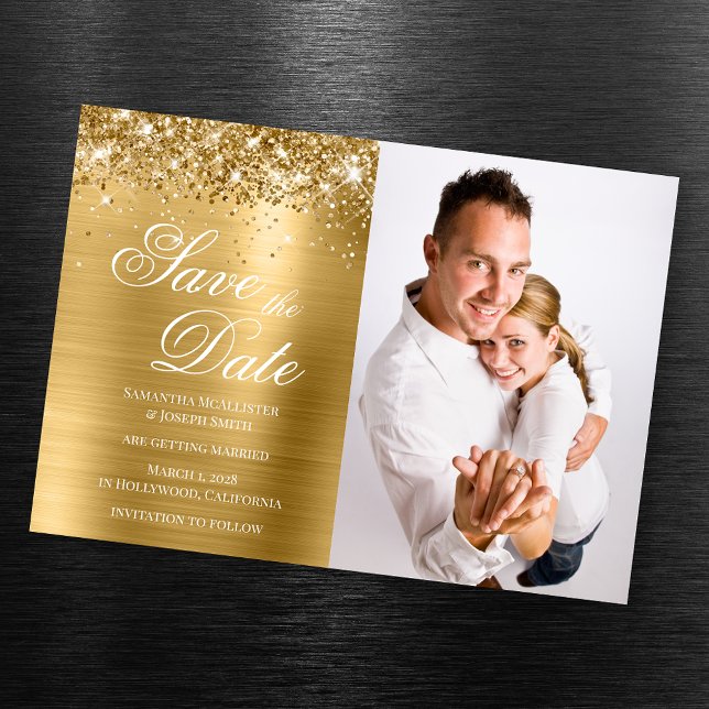 Invitation Magnétique Photo à conserver de date de mariage en feuille d' (Créateur téléchargé)