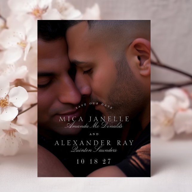 Invitation Magnétique Photo Classique Clair Gris Économisez La Date (Créateur téléchargé)