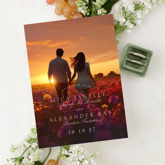 Invitation Magnétique Photo Classique Vierge rose Enregistrer La Date (Créateur téléchargé)