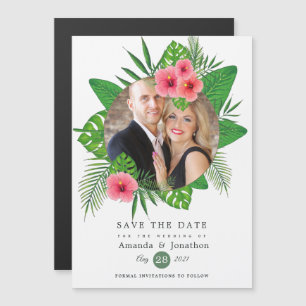 Invitation Magnétique Photo de mariage Aloha tropical aquarelle