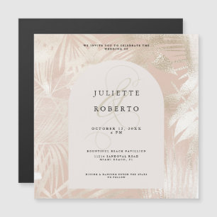 Invitation Magnétique Photo de mariage d'été aux feuilles de palmier bla