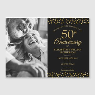 Invitation Magnétique Photo de mise en garde 50e anniversaire Golden Hea