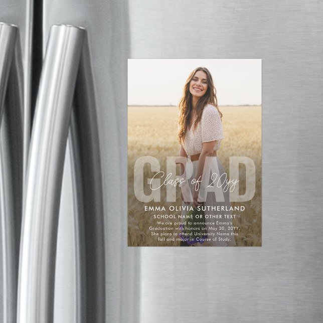 Invitation Magnétique Photo Overlay Magnetic Graduation Announcement (Créateur téléchargé)