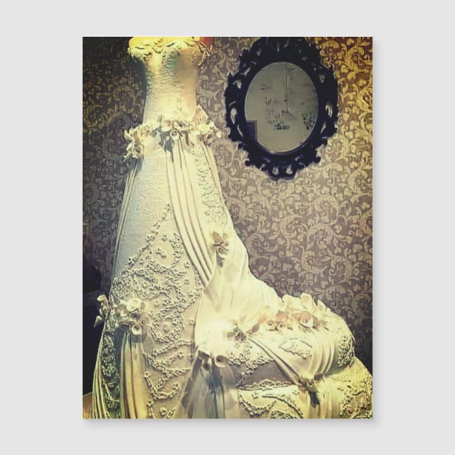 Invitation Magnétique Photographie de gâteau de robe de mariée (Devant)