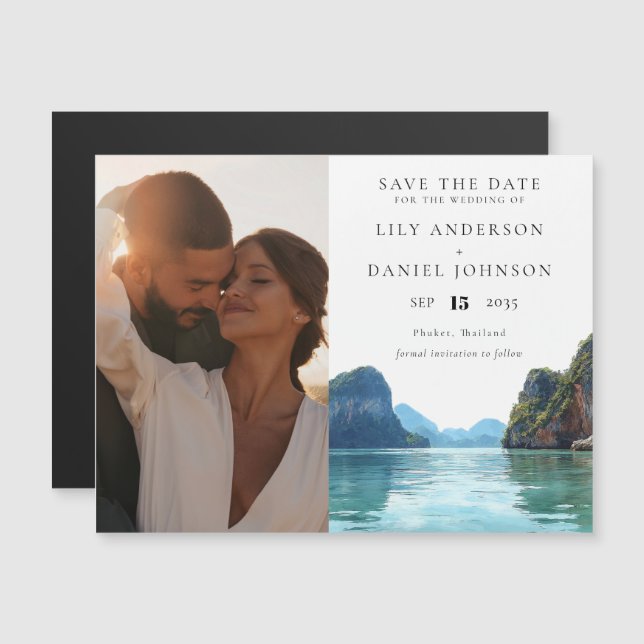 Invitation Magnétique Phuket Thailand Wedding Photo Save The Date (Devant / Derrière)