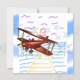 Invitation Magnétique Pietée phare Biplane Vagues bleues