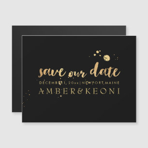 Invitation Magnétique PixDezines Économisez Notre Date/Script Or Stylish