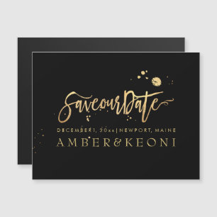 Invitation Magnétique PixDezines Économisez Notre Date/Script Stylish Fa