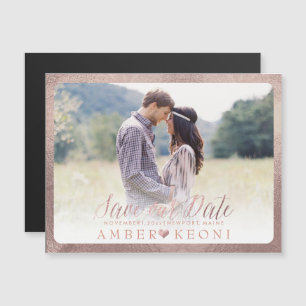 Invitation Magnétique PixDezines Sauvez notre date/Faux Rose Gold