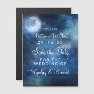Invitation Magnétique Pleine Lune Ciel Lunaire Étoiles Mariage Enregistr