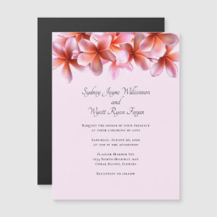 Invitation Magnétique Plumeria rose Véritable Fleurs Frontière