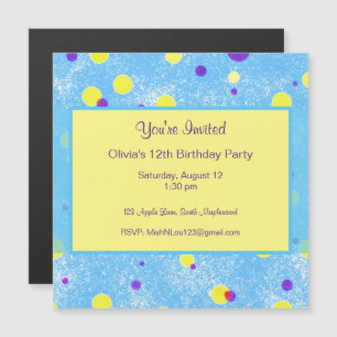 Invitation Magnétique Points bulles personnalisables Anniversaire Partie