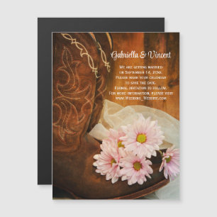 Invitation Magnétique Poissons roses Boots Cowboy Mariage Enregistrer la