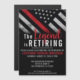 Invitation Magnétique Pompier Retraite Ligne Rouge Flag Flaman