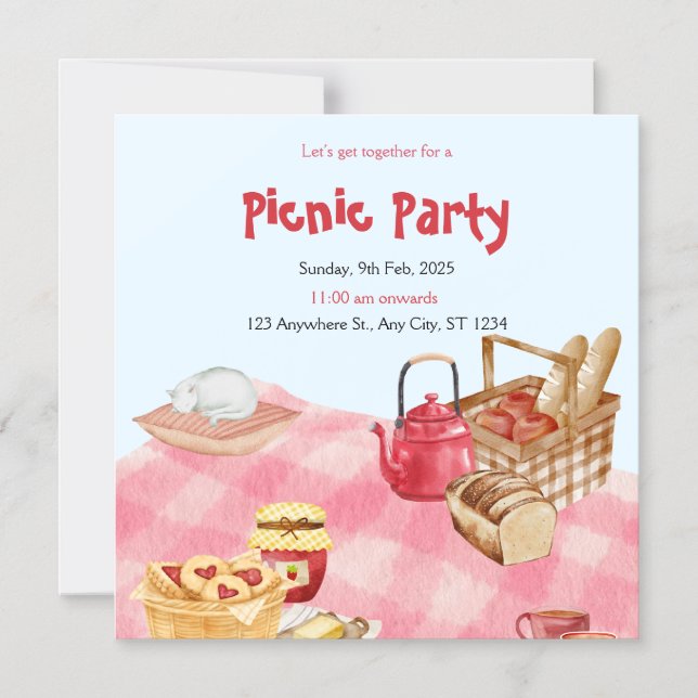 Invitation magnétique pour une fête de pique-nique (Recto)