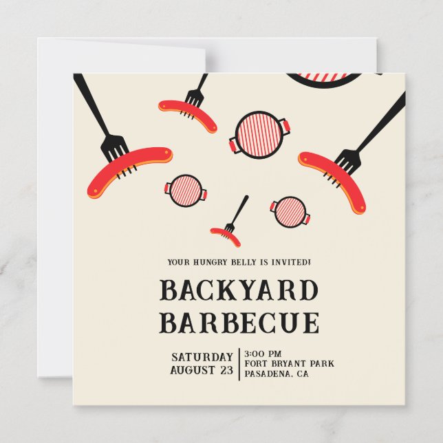 Invitation magnétique pour une soirée BBQ Grill &  (Recto)