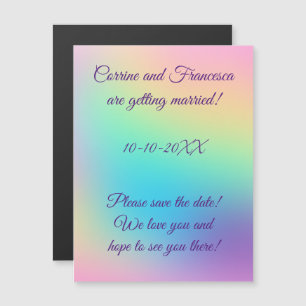 Invitation Magnétique Pretty Pastel Rainbow Gradient Enregistrer la date