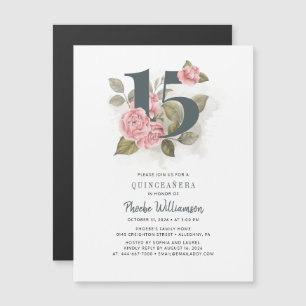 Invitation Magnétique Quinceanera Floral rustique 15e anniversaire