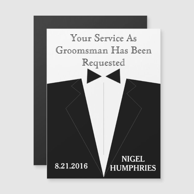 Invitation Magnétique Rappel de Témoin ou de Garçon d'Honneur (Devant / Derrière)