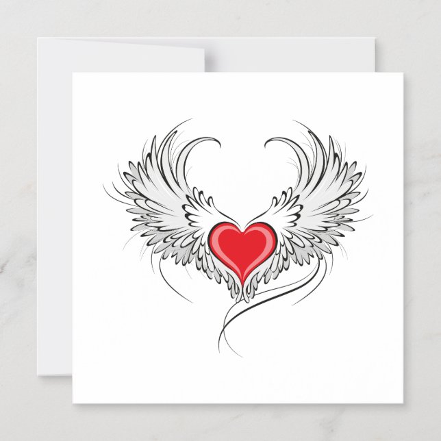 Invitation Magnétique Red Angel Coeur avec ailes (Recto)