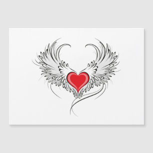 Invitation Magnétique Red Angel Coeur avec ailes