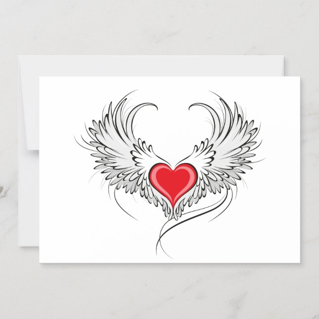 Invitation Magnétique Red Angel Coeur avec ailes (Recto)