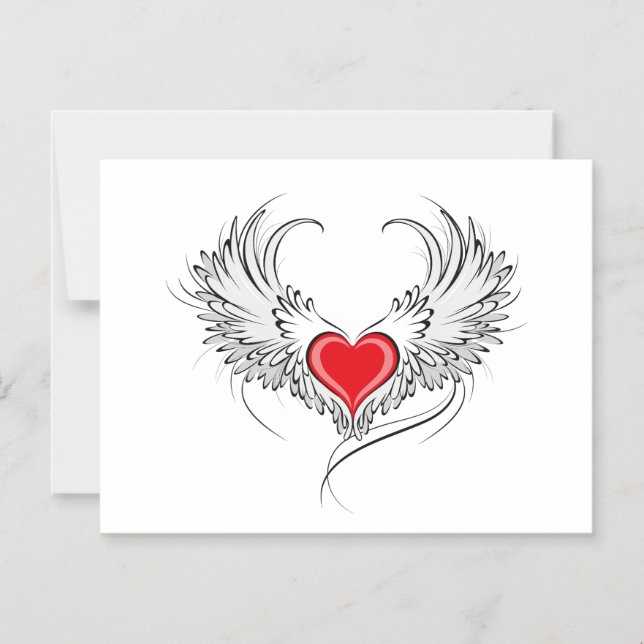 Invitation Magnétique Red Angel Coeur avec ailes (Recto)