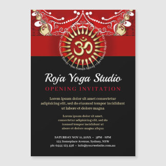 Invitation Magnétique Red Gold OM Black Yoga New Age Workshop