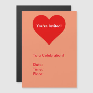 Invitation Magnétique Red Heart Shape Love Classic Simple Minimalisme