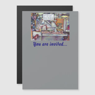 Invitation Magnétique Retour en dix minutes, l'anniversaire de ma femme