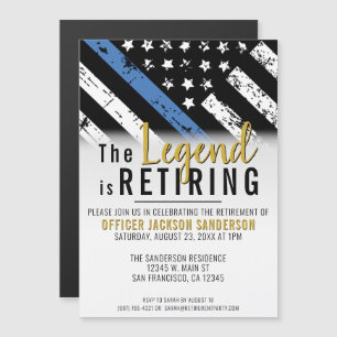 Invitation Magnétique Retraite de la police Ligne Bleue Mince Applicatio
