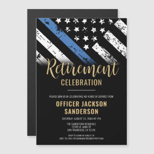 Invitation Magnétique Retraite de police ligne bleue mince police